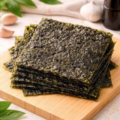 Perakende ve gıda endüstrisi için BRC Sertifikalı Glutensiz, Düşük Yağlı, Deniz Tuzu Tadlı Kızarmış Deniz yosunu atıştırmalıkları