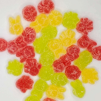 Karışık Renkli, Eğlenceli Şekilli, Meyve Aromalı, Şeker Kaplamalı Yumuşak Şekerler