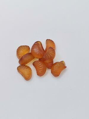 Turuncu dilim şeklindeki doğal turuncu aromalı sakızlar - Parlak ve çiğnenmiş soya fasulyesi atıştırmalıkları