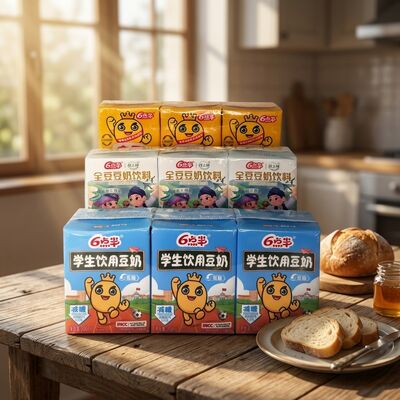 Öğrenci Soya Sütü 200ml Pakette Soya Fasulyesi Beslenmesi ile İçme - Okul Hayatı İçin Düşük Yağlı Düşük Şekerli