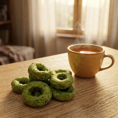 Matcha Hırıltılı Yüzükler - Rahatlatıcı Matcha & Taneler Füzyonu, Hafif Hırıltılı Yüzük Şekilli Atıştırmalık, Her Fırsat için Günahsız Çok yönlü